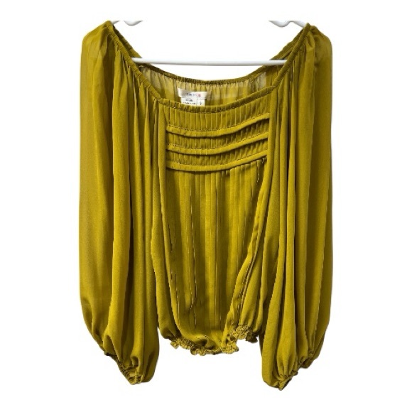 Studio M Mustard Pleated Blouse - Picture 1 of 3